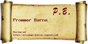 Prommer Barna névjegykártya